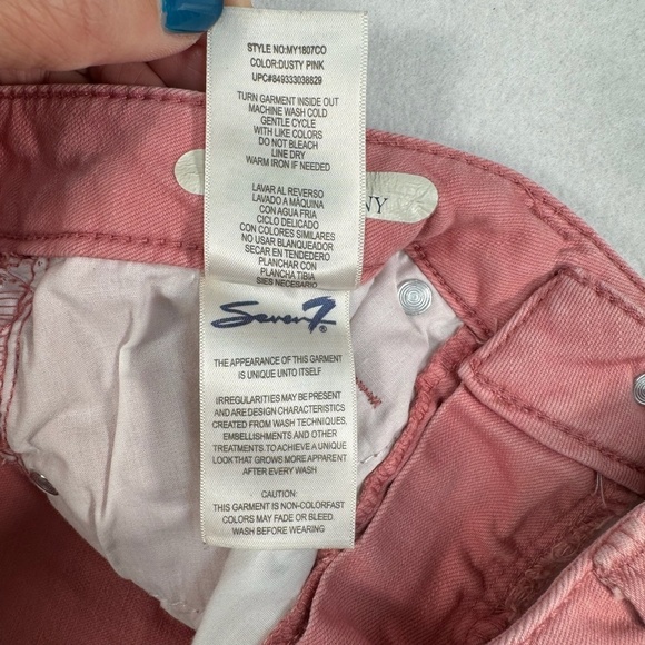 Seven 7 Ankle Skinny Womens Size 10 Mid Rise Pink Raw Hem - Picture 7 of 13